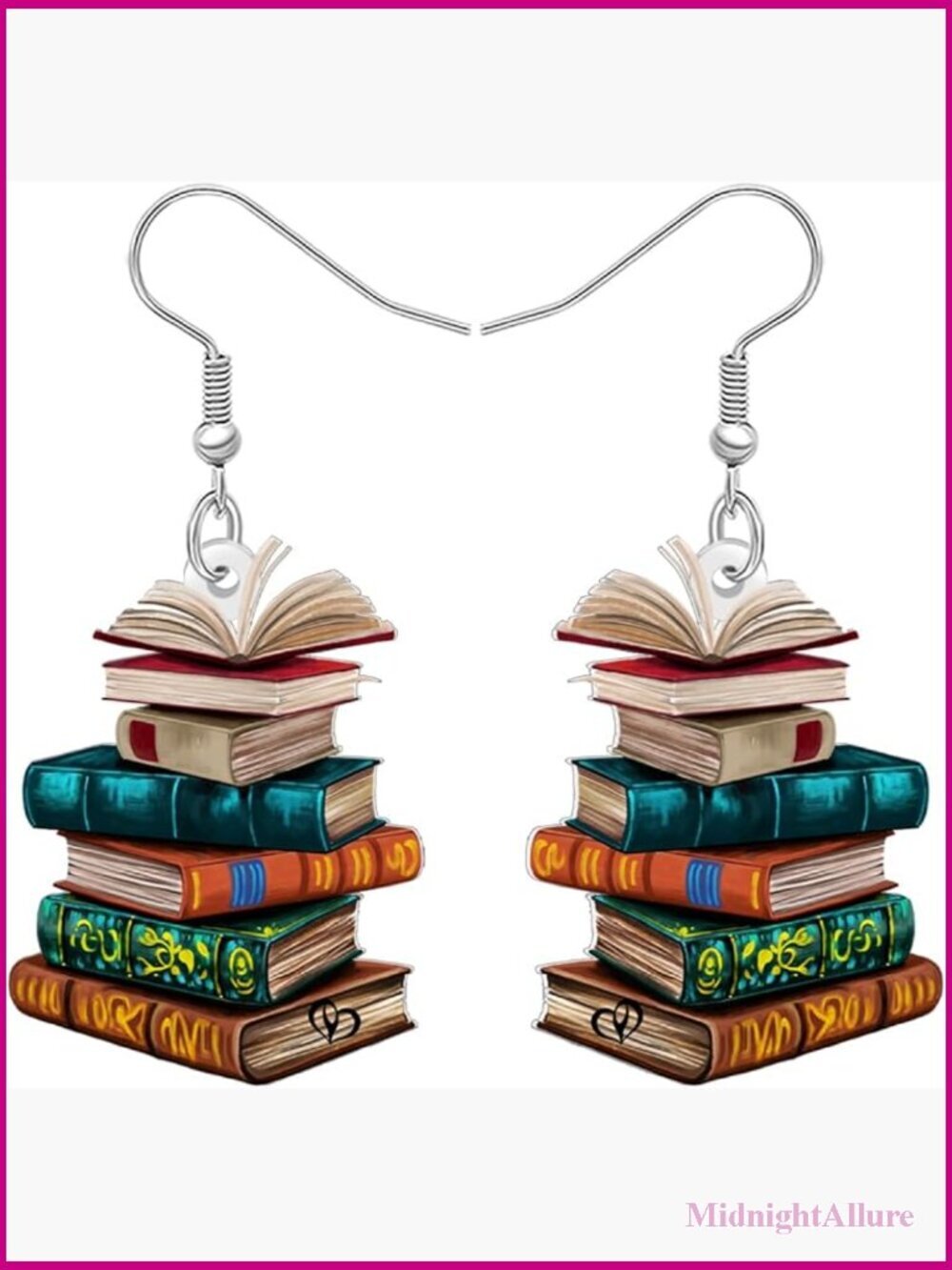 Funny Book Earrings Dangle Acrylic Bookshelves Jewelry Gift